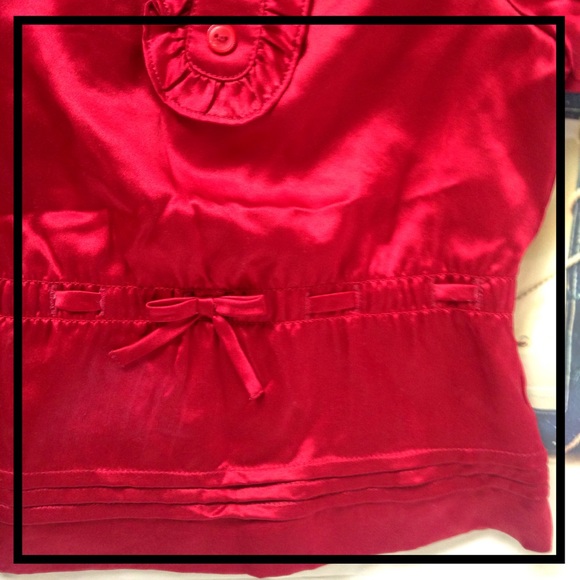 Janie & Jack Red Satin Girls 12-18 M Blouse Top - Picture 5 of 8